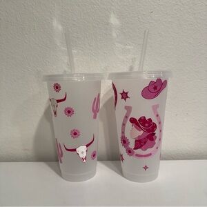 Custom Vinyl Western Cowgirl Clear Plastic Tumbler Cups 24 oz